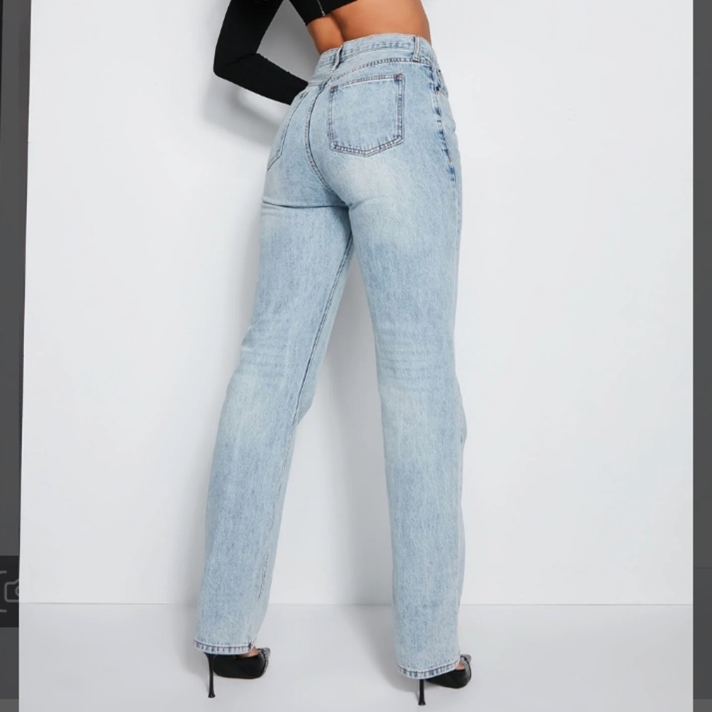 Tall cross over straight leg high rise jean - Picture 2 of 4